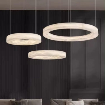 Modern Spanish Alabaster Ring Chandelier for Living Room Lighting