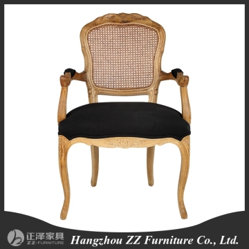 french style upholstery chair high back rattan chair armrest dining chair