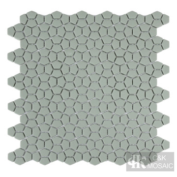 Green pentagon mosaic tiles