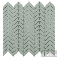 Leaf shaped glass tiles kitchen backsplash