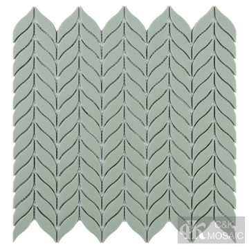 Leaf shaped glass tiles kitchen backsplash