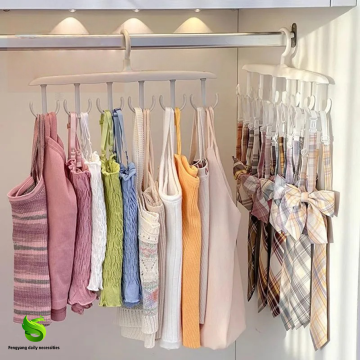 Space-Saving Rotating Clothing Organizer with Multiple Hooks
