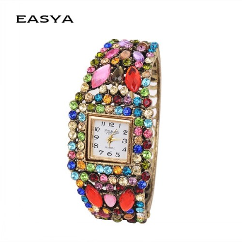 Menonton Alloy Rhinestone berwarna 2015 retro Fashion gelang