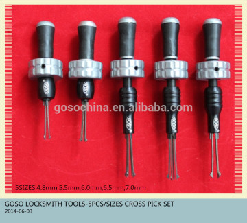 1-47 GOSO LOCKSMITH CIVIL USED TOOLS-- cross pick for 5sizes:4.8,5.5,6.0,6.5,7.0 CROSS PICK LOCK PICK TOOLS