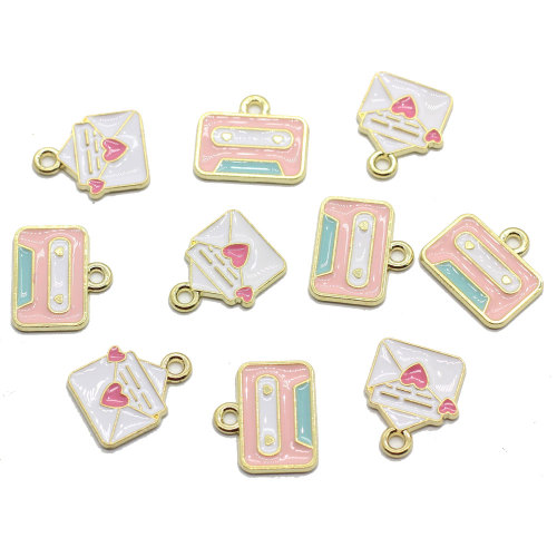 Enamel Pendants Envelope Tape Charms Alloy Keychain Car Key Ring Art Metallic Necklace Bracelet Jewelry Making