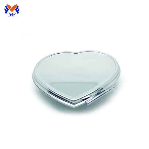 Mini miroir de poche uni en forme de coeur en métal