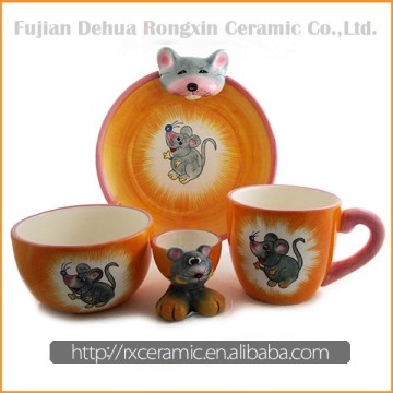 3D cartoon mouse design ceramic custom made dinnerware sets