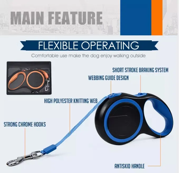 Economical Custom New Design Adjustable Retractable Dog Leash
