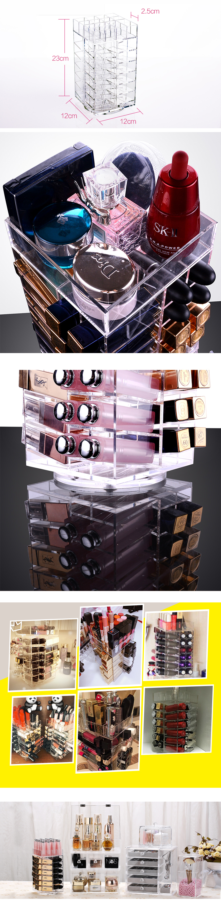 Rotatable Acrylic Lipstick Storage Display Box