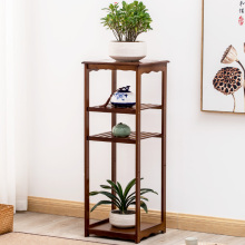 Bamboo Tall Plant Stand with Storage Shelves
