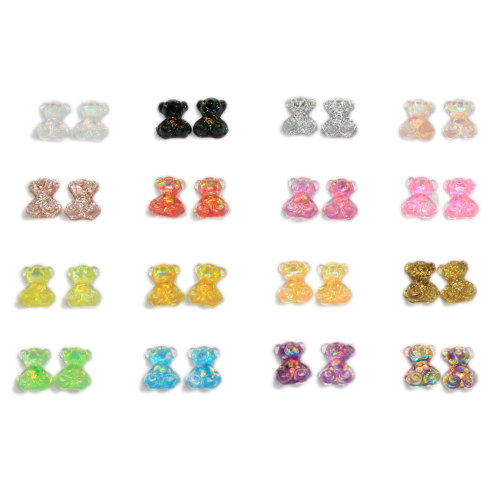 Vente en gros Kawaii Glitter 3D Bande Dessinée Résine Ours Perles Nail Art Décor Bling Manucure Charmes BRICOLAGE Artisanat