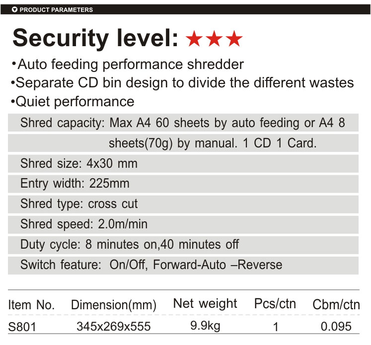 Comix,Auto feeding & quiet performance paper shredder machine Office using