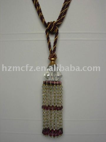 beaded curtain tassel tieback