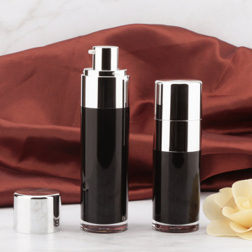 Black Acrylic Airless Pump Bottle with Silver Cap