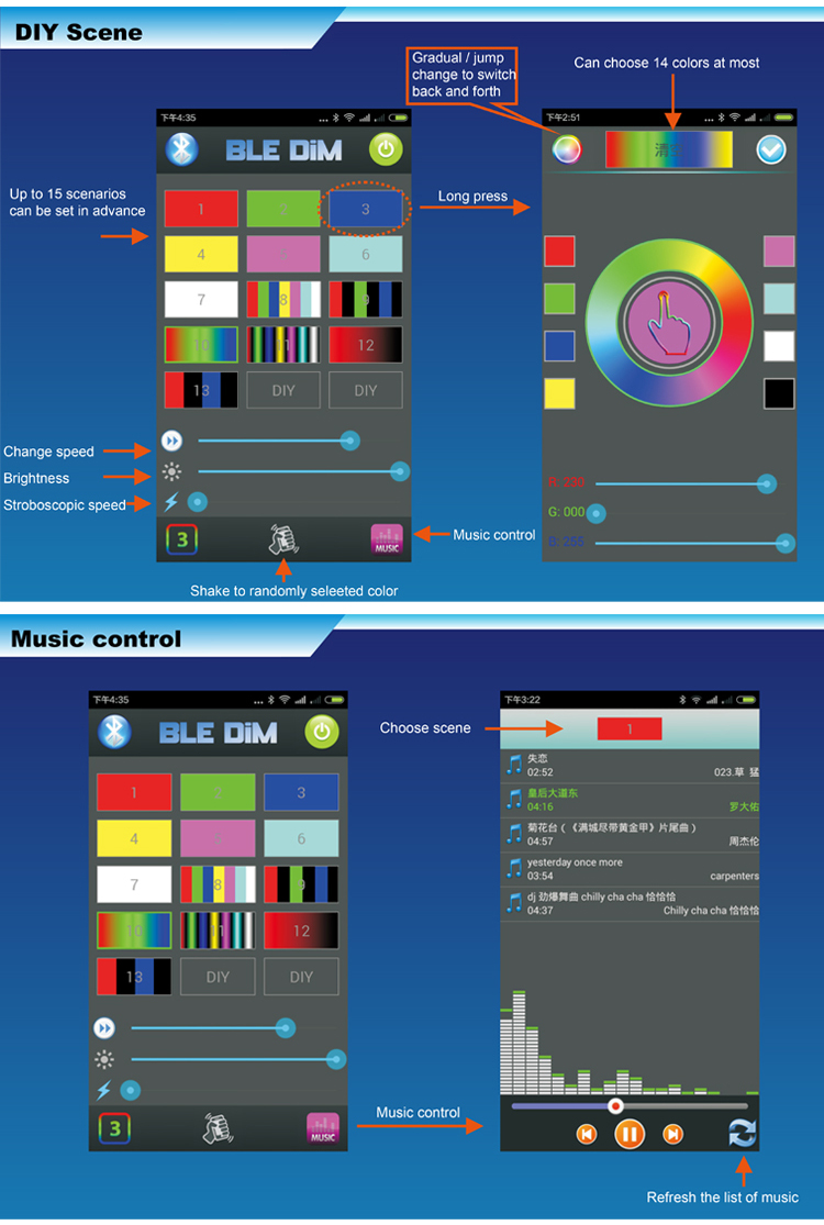 RGB LED Rock Light Kits, 16 milhões de cores 3.5 '4 * 9 W App Control Music Mode, 4 pods fora da estrada RGB LED Rock Light