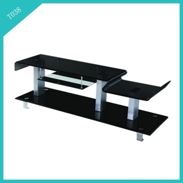 modern hot bent/curved tempered glass tv stand