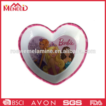 Beautiful princess print heart shape melamine print bowl