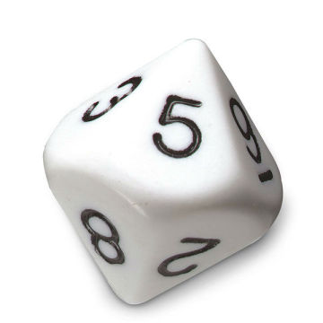 opaque white 10-Sides Polyhedra Dice - Numbered 1-10