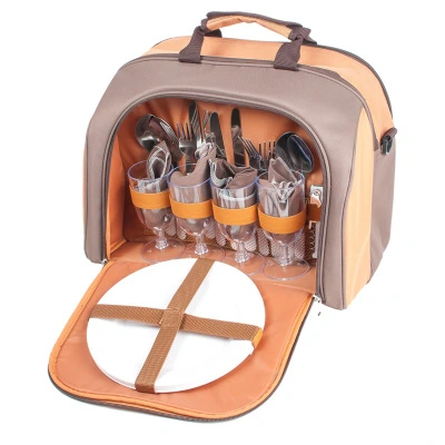 Group of 4 Outdoor Portable Picnic Bag Shoulder Meal Bag Portable Thermal Bag Back Straddle Meal Bag Seafood Cold Storage Bag