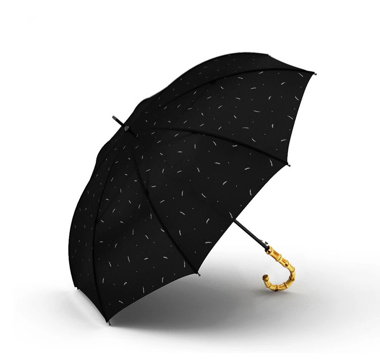 Luxury Men Big Size Long Handle Advertising Straight Umbrella with Special Design Bamboo Handle