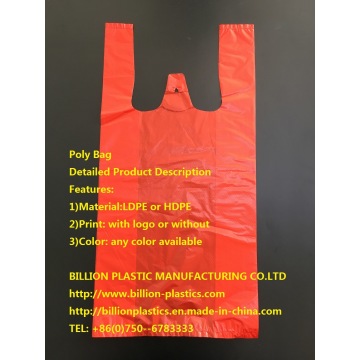 T-shirt en HDPE Vest Poubelle compostable Sacs en polyéthylène plats sur rouleaux