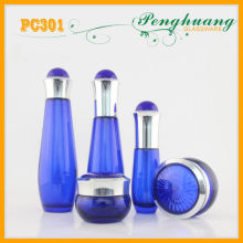 Light Blue Silk Screen Glass Bottles For Cosmetics 30ml / 100ml / 120ml