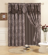Luxury Jacquard Window Curtains with Valance and Taffeta Backing - 5pcs