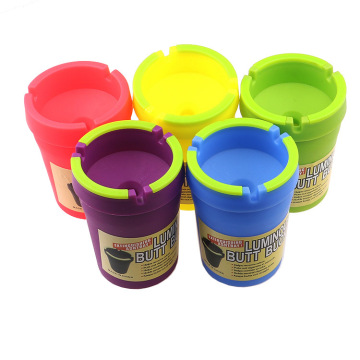 114mm cylindrical plastic ashtray with luminous light
