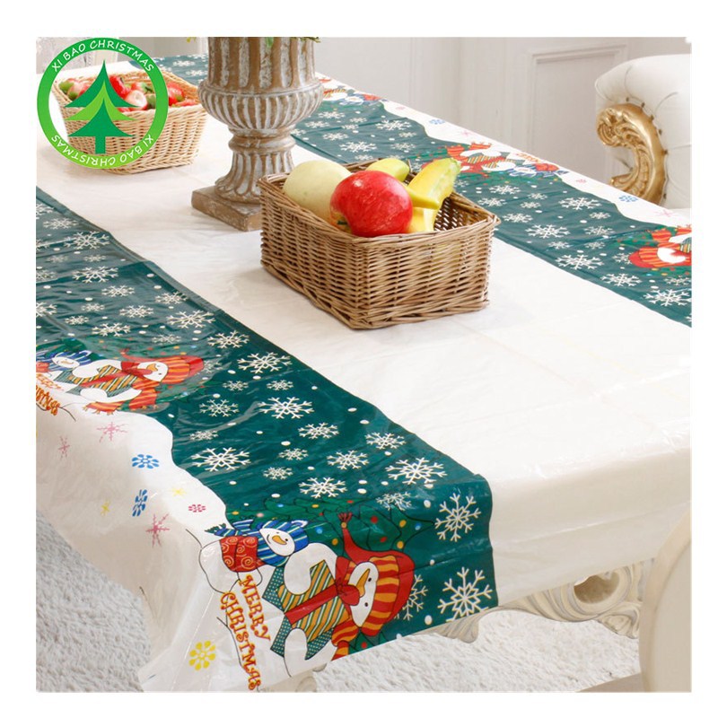 2021 New Christmas decorations cartoon PVC Christmas tablecloth Christmas decoration tablecloth wholesale