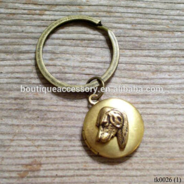 Plated Gold Animal Dog Locket Key Chain Jewelry