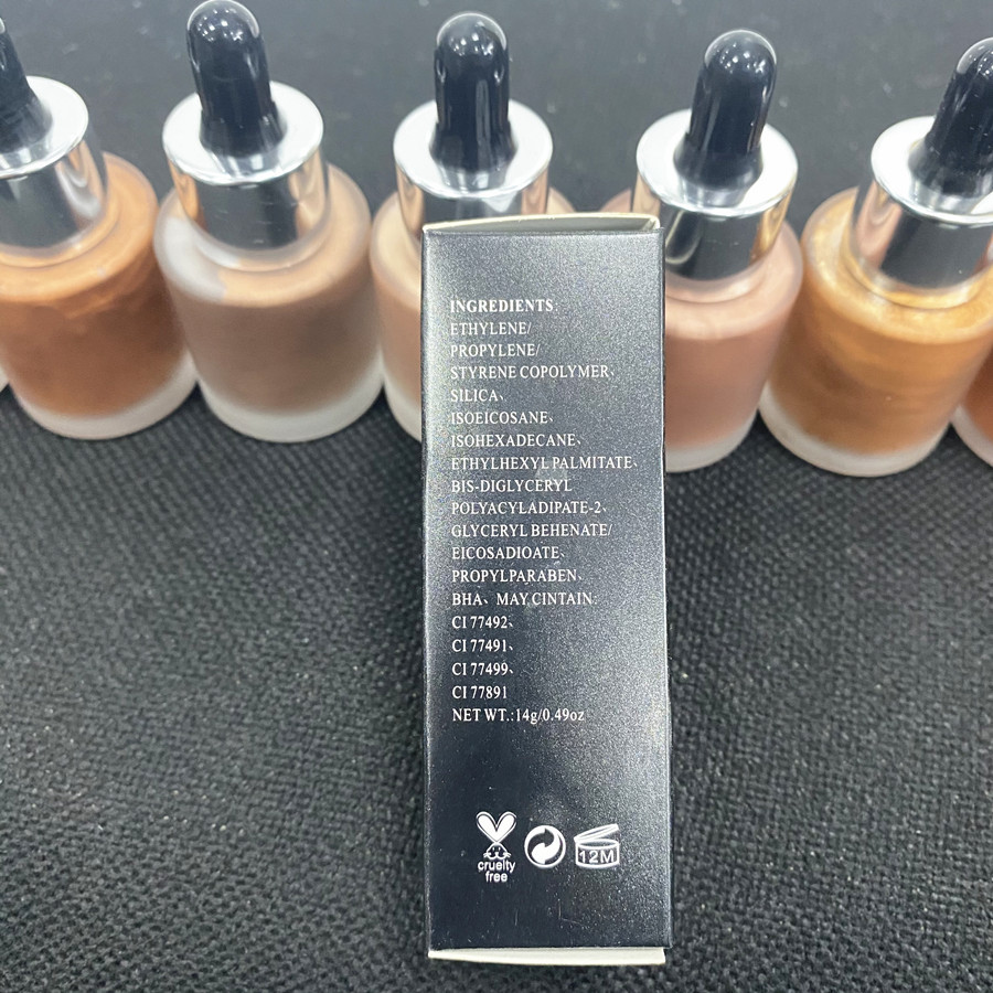 7 color Highlighter liquid foundation Highlight brightening repairing Shimmer Metallic Radiant Glitter Shiny