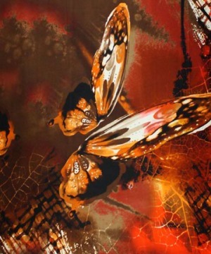 Sell 100% pure silk satin printed fabrics with butterfly design
