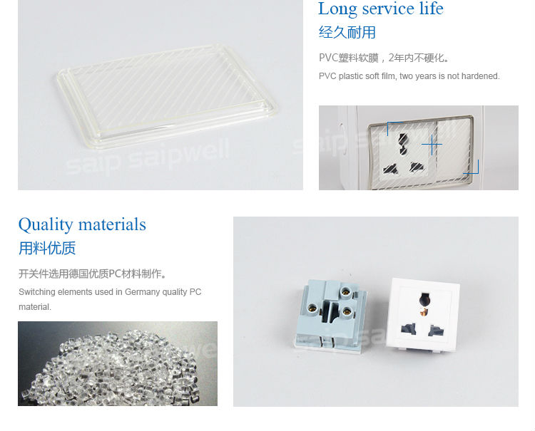 SAIP/SAIPWELL New Product 86 Type Smart Home Oem Outlet With Transparent Cover Waterproof Socket