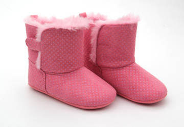 Wholesales Polkadot Leather Warm Plush Baby Boots