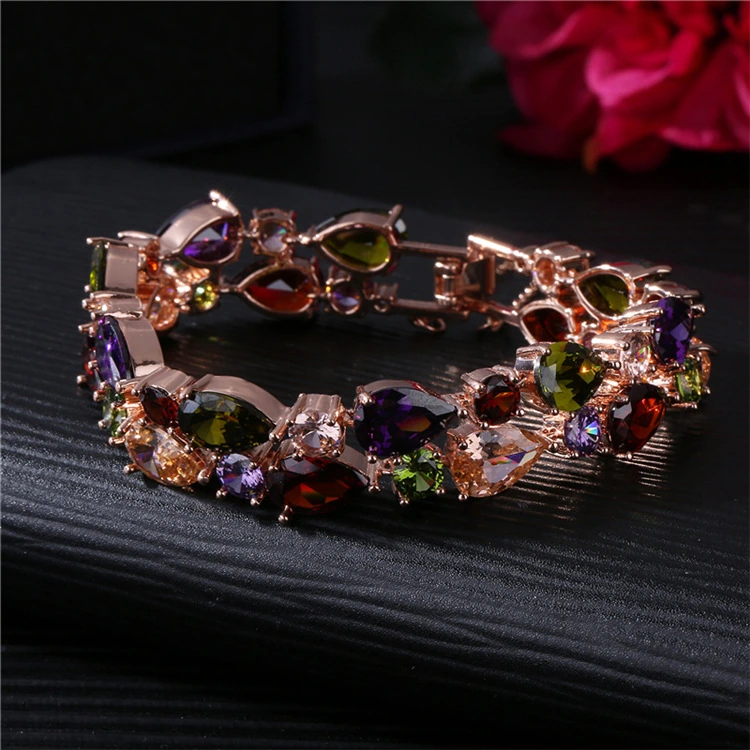 Simple Fashion Bracelet Jewelry Delicate Zircon Silver Plating Copper Charm Bracelet