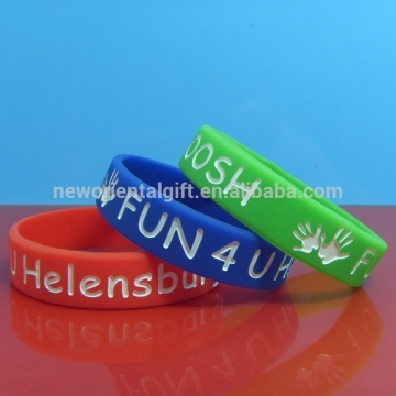 Debossed silicone bracelets , Engraved silicone wristbands