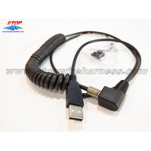 COILED USB Data Cable ke DC Connector