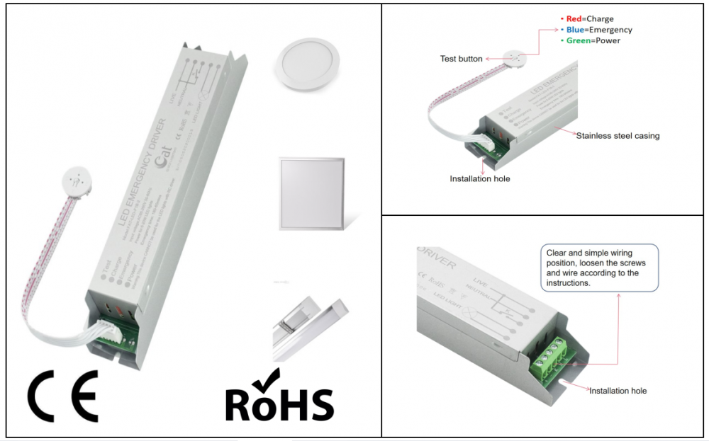 سائق طوارئ LED رفيع كامل الطاقة