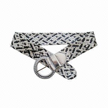 Plaited PU Belt in Black and Silver, with Self Plaited Buckle