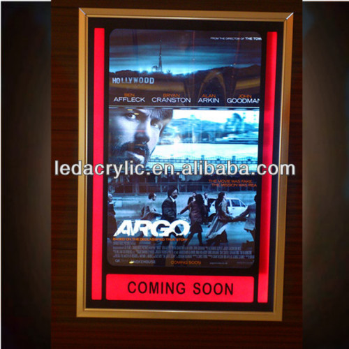 Aluminum Golden Poster Frames Lighted Movie Poster Light Box Cinema Light Box