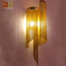 Customized Golden Aluminum Chain Wall Sconce with Tassels and Free Drawing Design