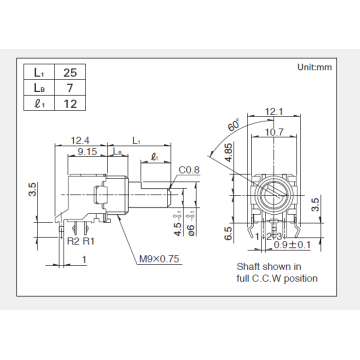 Potencjometr obrotowy serii RK09L