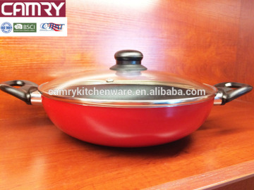 aluminium nonstick wok with double handls