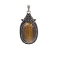 Natural crystal retro oval Wrapped Pendant Necklace Healing Chakra Stone Reiki Pendants for Womens