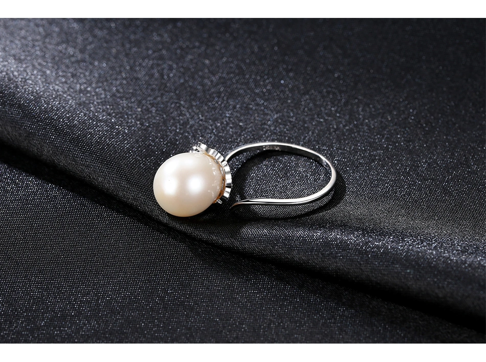 925 Sterling Silver Gold Plated Flower Freshwater Pearl Finger Rings