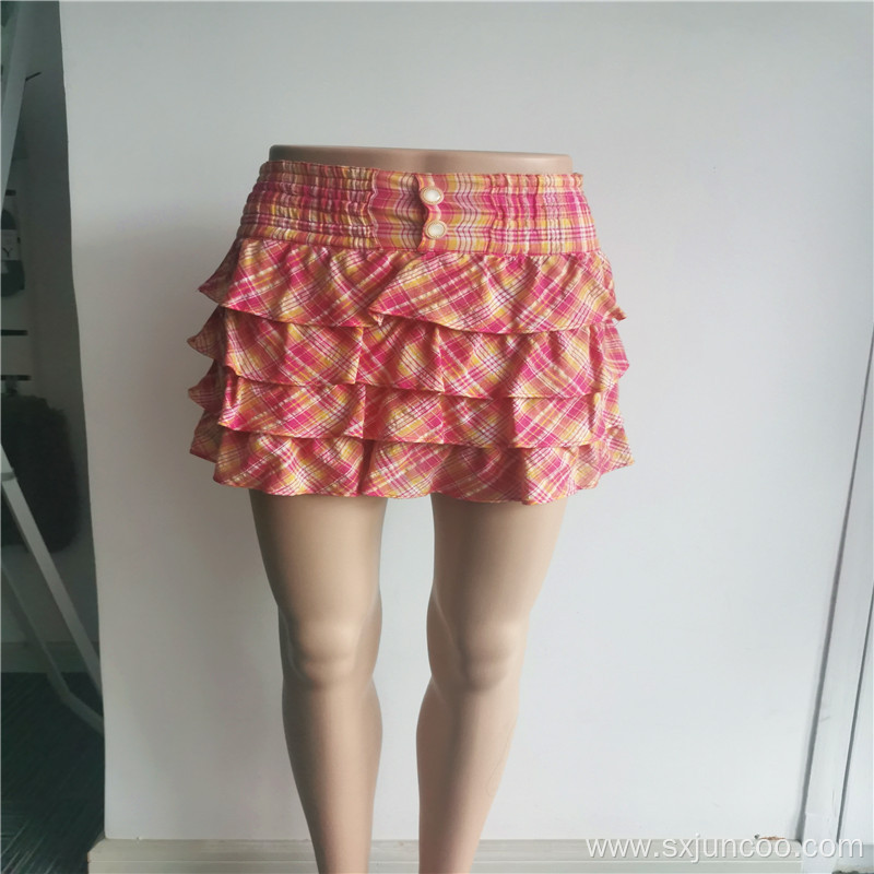 Sweet 100% Cotton Breathable Lady's Summer Layered Skirt