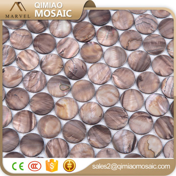 Customized Drown Seashell Bathroom Materials Round Shell Mosaic Tile