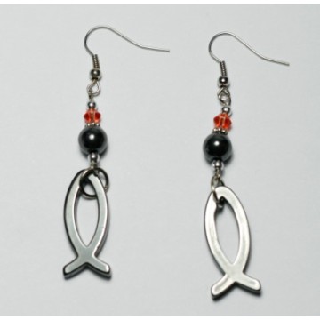 Hematite Earring with silver color finding