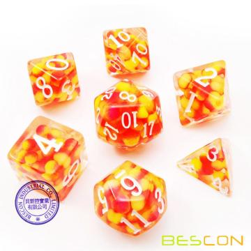 Bescon Firey Pearl Polyedrisches Würfelset, Fire Pearl Poly RPG Würfelset mit 7 Stück