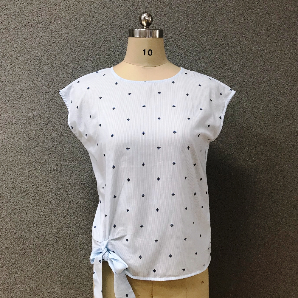 Women's cotton printed white top